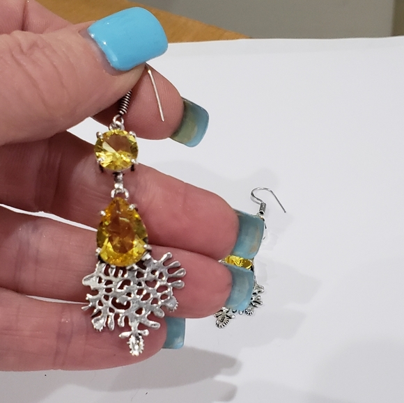 Beautiful Handmade Citrine Gemstone 925 Drop Dangle Earrings - Picture 6 of 11